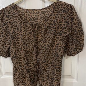 American Eagle Outfitters Brown Leopard Print Blouse